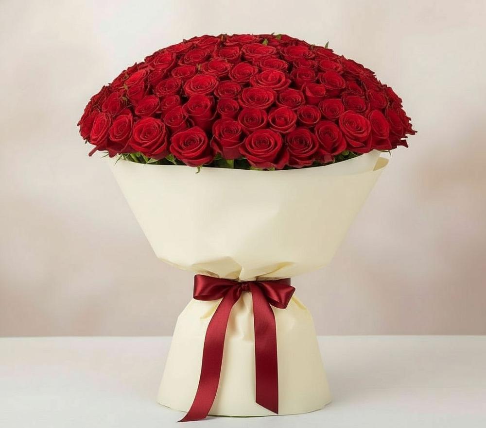 Букет 101 Красная роза Милано в Железногорске