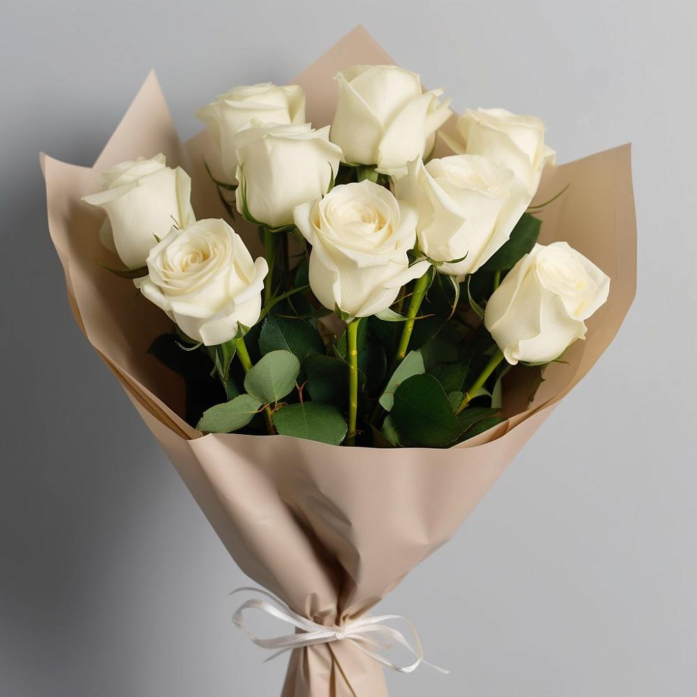 Букет 9 Белых роз Эдлесс Лав в Железногорске