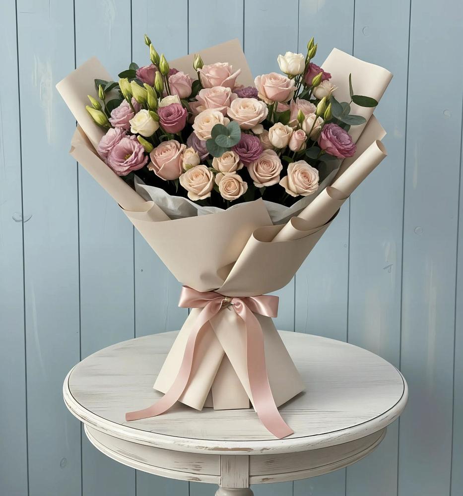 Букет цветов из: Розы и Лизиантусы в Железногорске