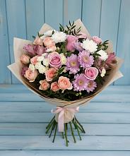 Букет цветов из:  Хризантемы, Розы и Альстромерии в Железногорске