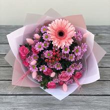 Букет цветов из:  Розы, Герберы и Хризантемы в Железногорске